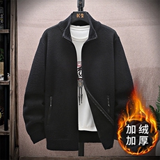 男士秋冬季潮流仿貂加厚保暖立领针织衫外套男，男装针织衫/毛衣，星座1706