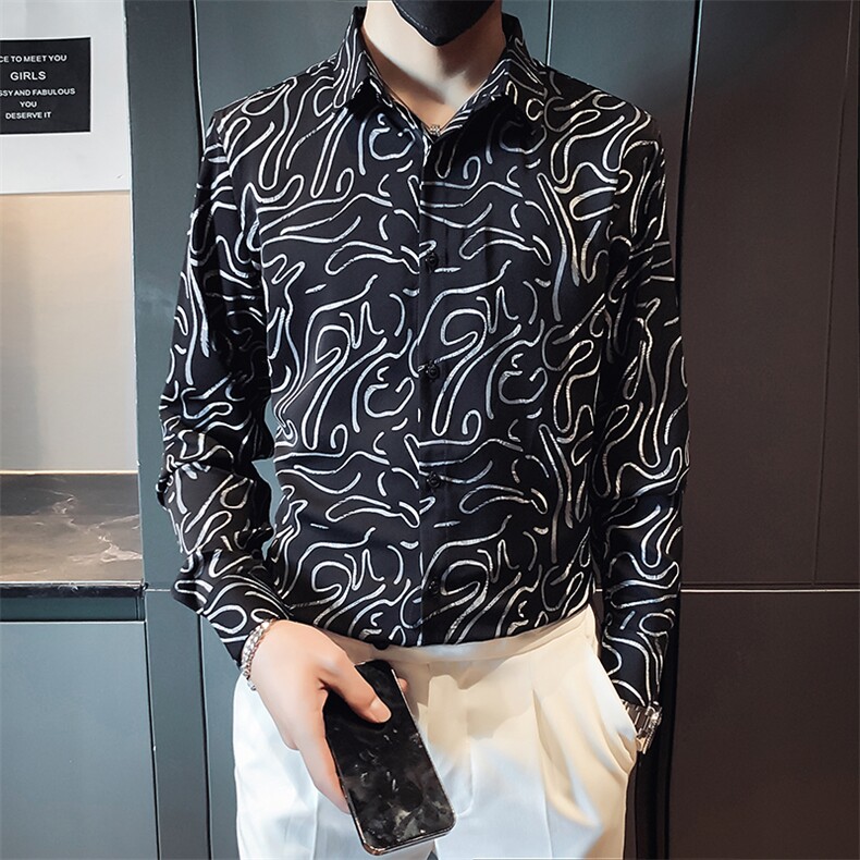 B216CS8317P552025秋装新款男印花长袖衬衫社会风,男装衬衫,电商B216（原B302）