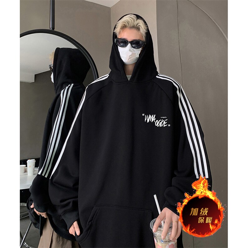 抖音得物供货提供视频秋冬重磅美式宽松织带连帽卫衣0469,男装卫衣,电商A486