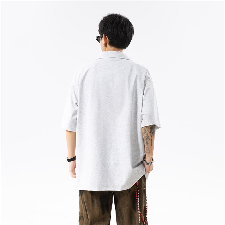 半拉链刺绣金属扣Polo衫防晒凉感短袖T恤男小众设计上衣潮,男装防晒衣,星座516
