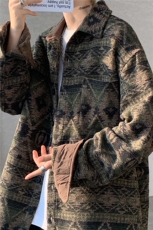 8XL-M复古大码民族风衬衫男款春季加厚粗呢藏式外套CS29001P68，男装民族服装，电商B312