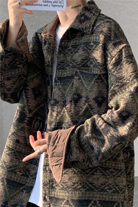 8XL-M复古大码民族风衬衫男款春季加厚粗呢藏式外套CS29001P68图片