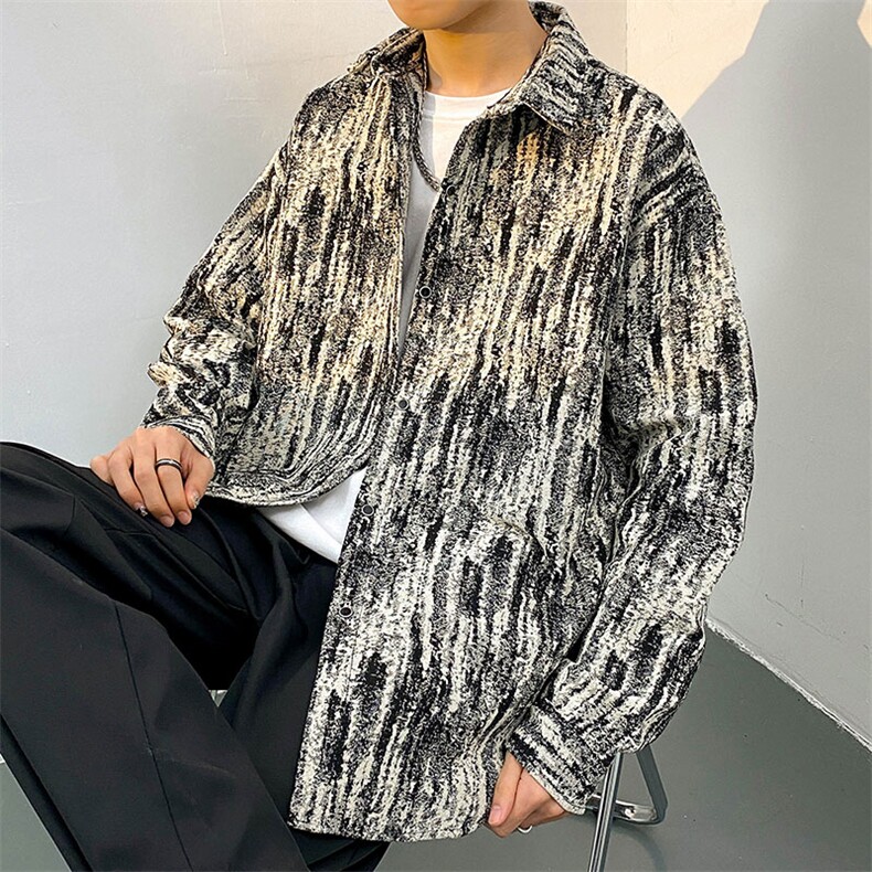22扎染加厚长袖衬衫男青少年渐变迷彩外套百搭加厚衬衣CS901-P55,男装衬衫,电商A062