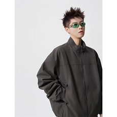 抖音得物美式潮休闲夹克春季立领纯色复古工装加厚棉服外套AMY01，男装夹克，电商A443