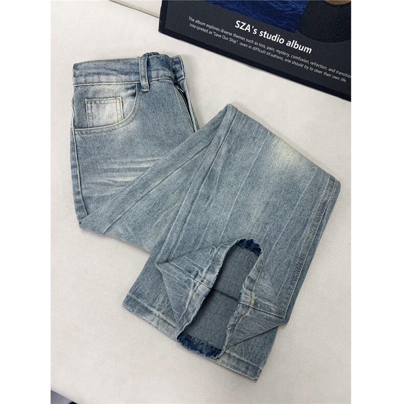 B221美式ins暗黑高街重工艺修身微喇牛仔裤LK25547-特P45控78,男装牛仔裤,电商B221