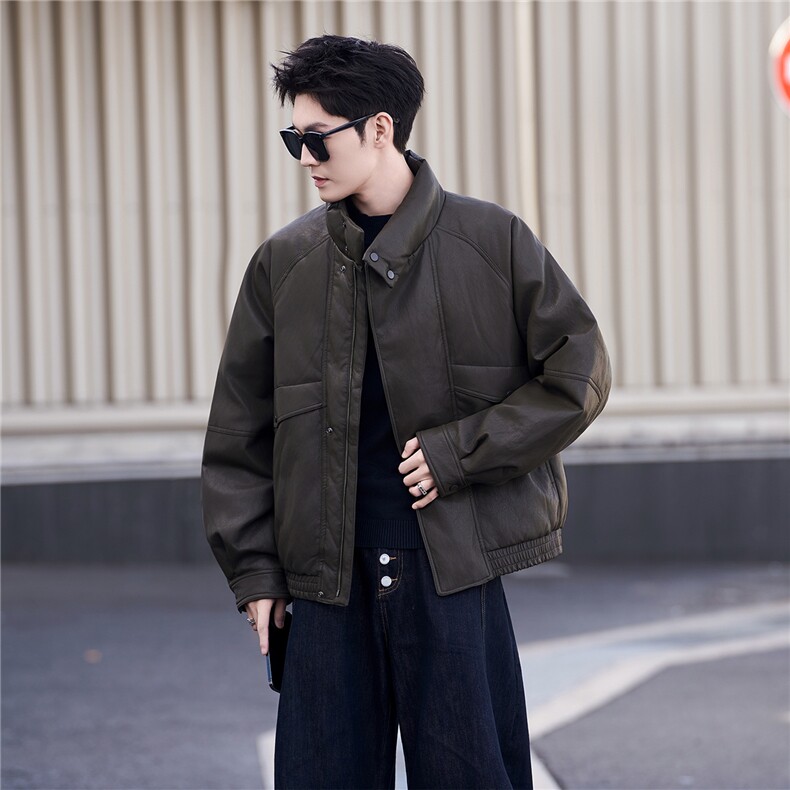 新标95绒男士羽绒服冬季2025新款皮夹克外套A313-859507-P295,男装夹克,电商A313