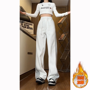 815A-K321-P50控88 冬季加绒加厚保暖拼接慵懒宽松休闲裤卫裤女图片