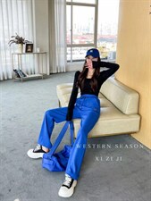 2022卫衣面料拖地裤，女装卫衣/绒衫，西子季