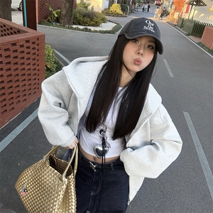 抖音得物高品质 25秋冬美式高街宽松结构防风高领连帽卫衣外套W60图片