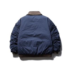 南夏乔装2025冬季新款拼色立领假两件棉衣日系复古印花保暖棉服男图片
