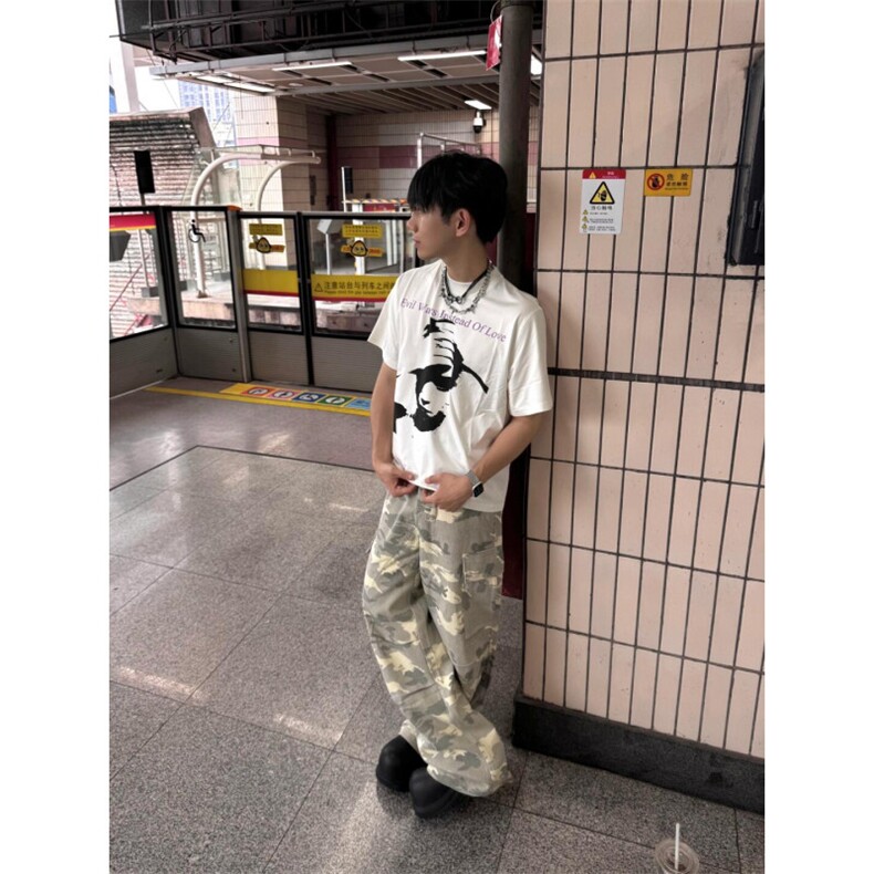 【有货】美式复古迷彩裤男款春秋潮牌痞帅炸街裤子B0013LL-特P60,男装休闲裤,星座1007（原301D）