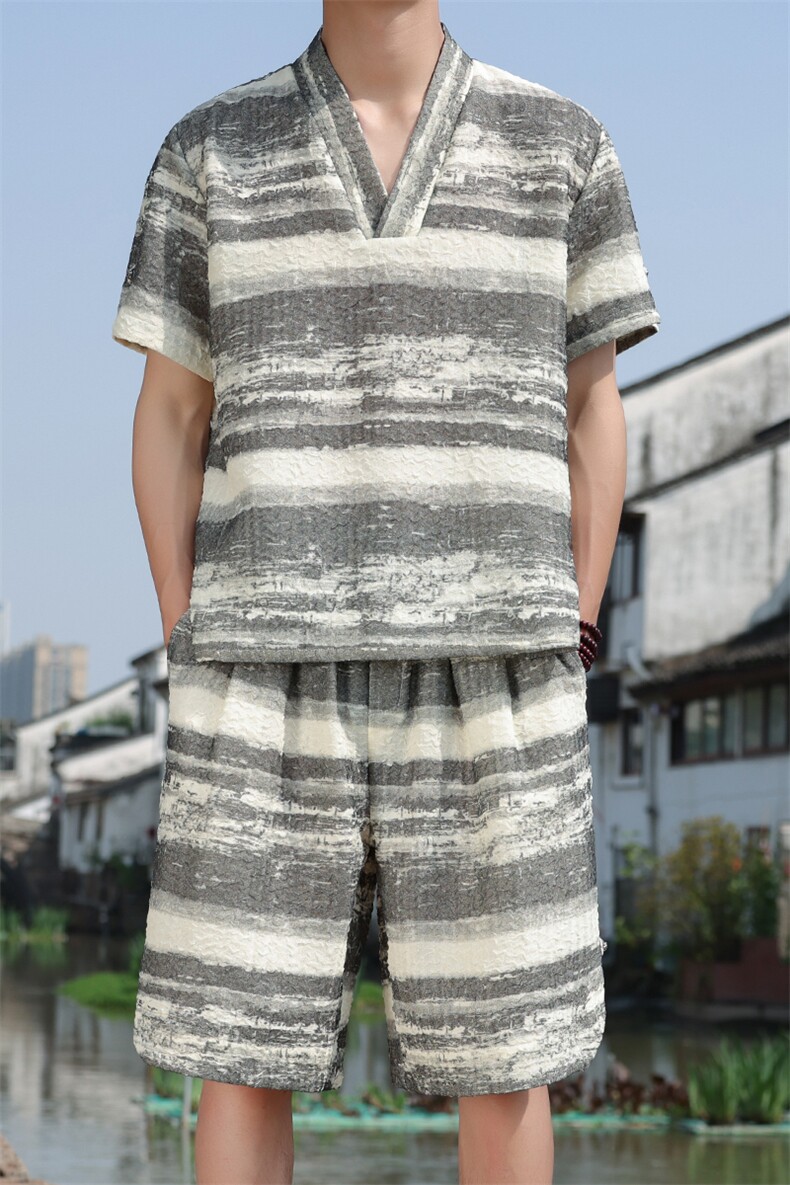 2025夏季新款风男装新中式盘扣休闲套装短袖+短裤A96-P105,男装休闲套装,电商B277(原6028)