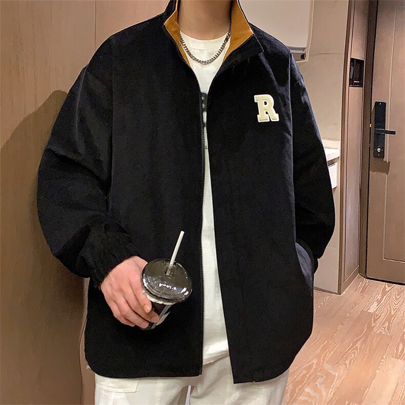 春秋简约新款潮牌双面穿立领夹克宽松休闲夹克外套JK92360-P80,男装夹克,电商A128
