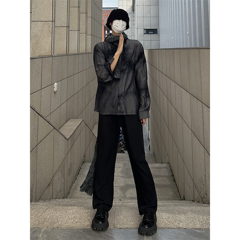 B221美式ins高街纯色情侣款休闲微喇冰丝西裤LK23083-P55控78,男装休闲裤,电商B221