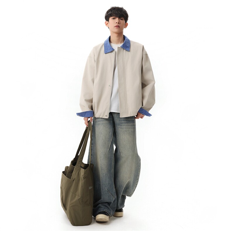 美式格子拼接cleanfit外套男设计感小众高级夹克JK265-P70,男装夹克,星座308B-2