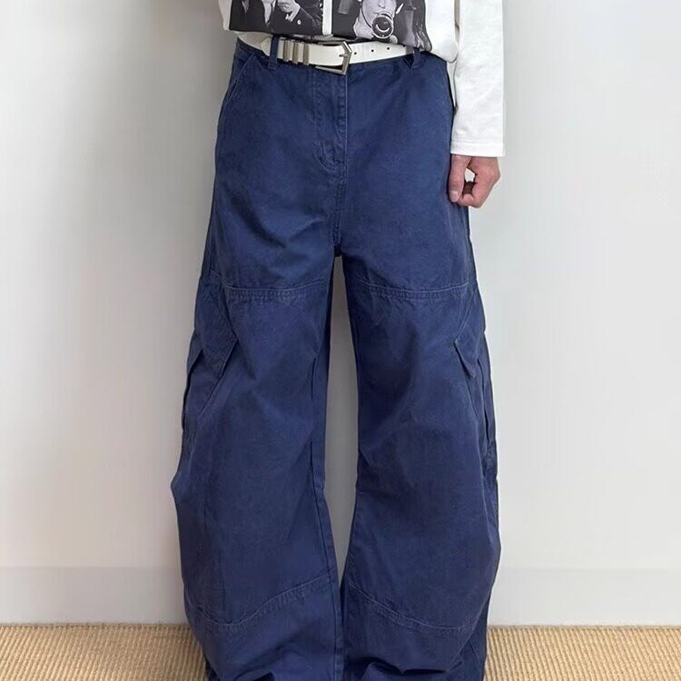 美式复古设计感弯刀工装大码女2026春季新款设计宽松休闲直筒长裤，男装工装外套，星座506A