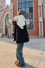 2C085-Q950P330撞色中长款90白鸭绒羽绒服外套控488现货，女装羽绒服，2C085