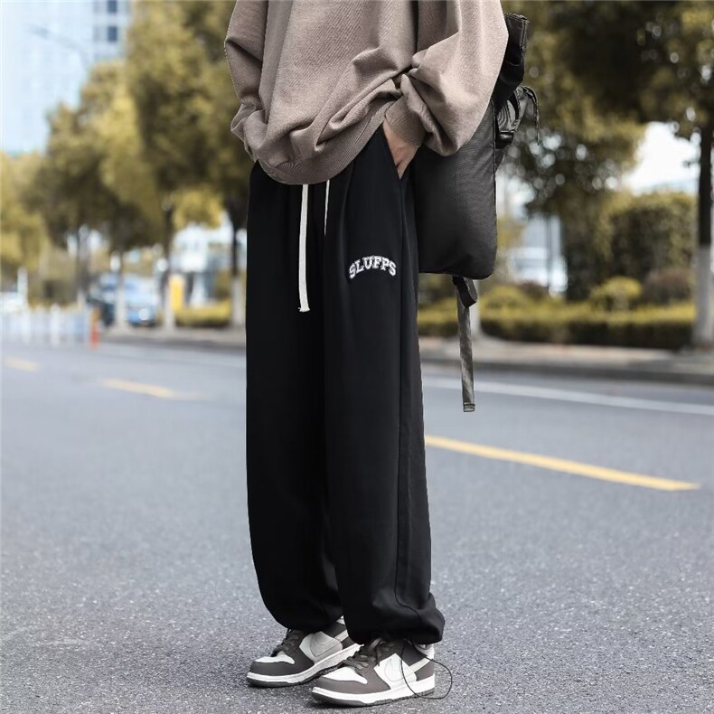 裤子男秋冬潮牌阔腿运动灰束脚卫裤美式高街休闲长裤K4657-P35,男装休闲裤,星座412-3