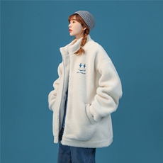 2025冬季羊羔毛情侣款oversize慵懒风羽绒棉服女宽松加厚棉衣外套，男装棉衣，星座909