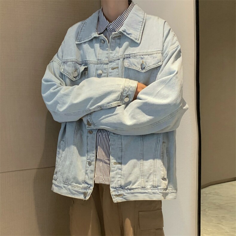 牛仔外套潮牌男春秋ins水洗百搭宽松休闲工装翻领夹克JK845-P60,男装夹克,星座1008