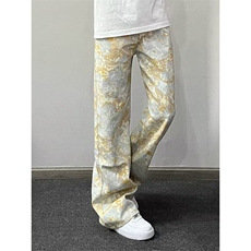 扎染提花微喇牛仔裤男潮牌柳叶弯刀长裤1001-1-S418-P46，男装牛仔裤，星座1001-1