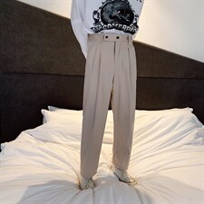 阔腿直筒西裤男秋季韩版ins潮流宽松垂感百搭休闲长裤XK209-P35，男装西裤，星座1008-2