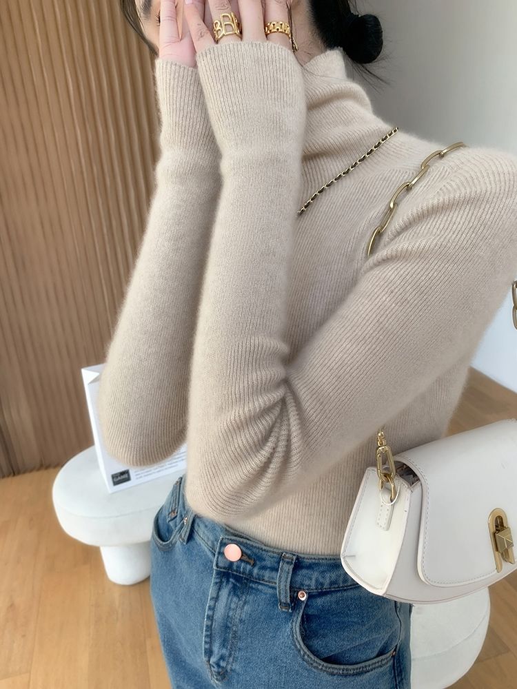 一线成衣~无缝高领羊绒衫女秋冬打底衫修身显瘦高领针织衫毛衣,针织衫/毛衣,众美斯特