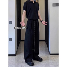 WE2024-P45美式复古垂感弯刀西裤男女直筒宽松潮牌阔腿休闲长裤，男装西裤，电商B323A