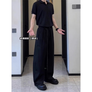 WE2024-P45 美式复古垂感弯刀西裤男女直筒宽松潮牌阔腿休闲长裤图片