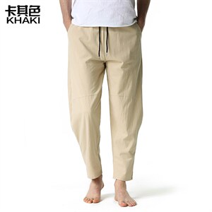 男士麻棉宽松休闲轻质弹性腰裤瑜伽裤家居裤CK04P40,男装休闲裤,星座1314