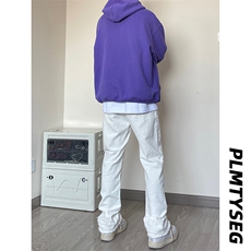 B221美式ins高街小众假破洞修身微喇牛仔裤LK22065-P65控88，男装牛仔裤，电商B221