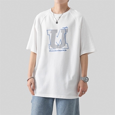 新款美式刺绣印花休闲插肩袖时尚潮牌圆领男士上衣ZDY3412-P48，男装T恤，星座717