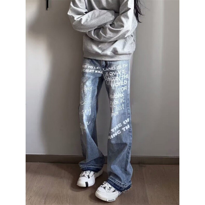 美式潮牌涂鸦毛边牛仔裤ZK0342-特批48,男装牛仔裤,星座313A(原308A-2)