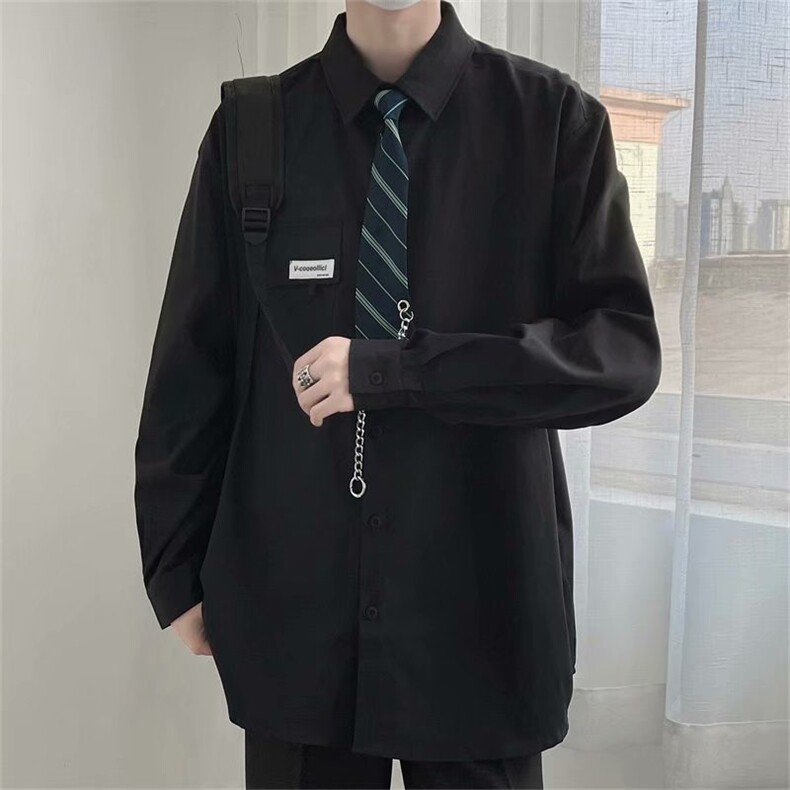长袖衬衫配领带春款男潮流H20P35图片