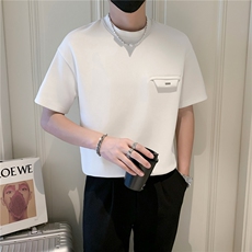 现货2025夏季新款社会小伙口袋金属装饰男短袖T恤TX05P48控68，男装T恤，电商B276A