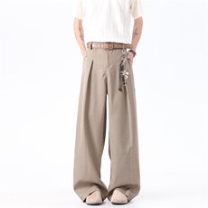 XZ-221-1/K2001/P58美式老钱风千鸟格垂感宽松直筒休闲西裤，男装西裤，星座221-1