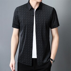 2023年夏季新款男士短袖衬衫男装衬衣夏装商务休闲外套上衣服