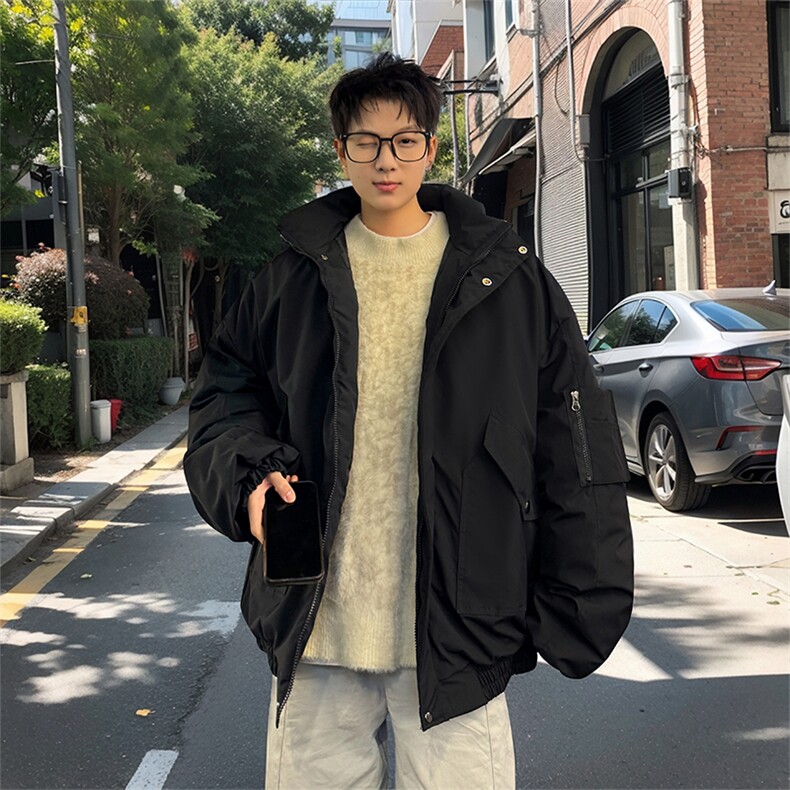 棉衣男冬季新款港风宽松连帽加厚棉服MF9006-P95图片