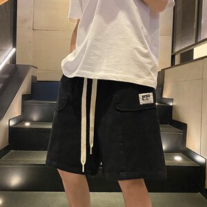 直播品做旧重水洗 立体裁剪拼接工装短裤五分裤 K9805/P45 黑色3图片