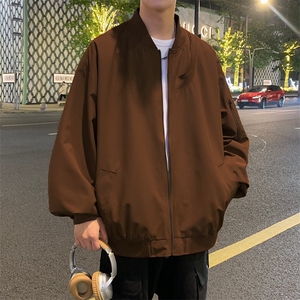 新款夜景飞行夹克男棒球领个性插螺纹宽松上衣外套A157B-J88-P78图片