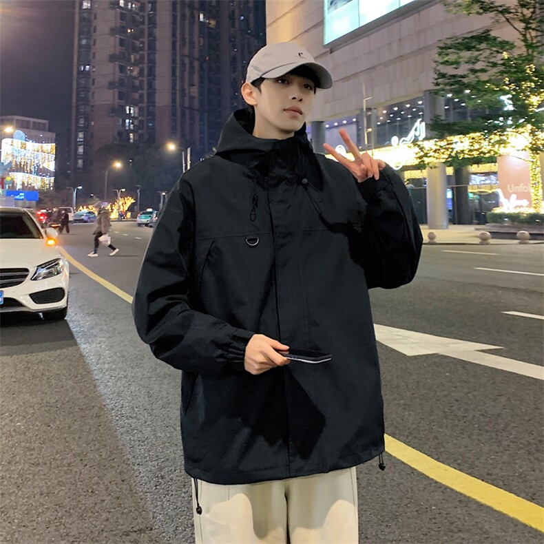 新款连帽冲锋衣夹克男中性风港风潮流休闲外套JK2365-P65,男装夹克,星座717