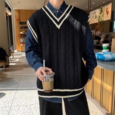 秋冬V领毛衣男学院风潮牌针织衫线衣韩版慵懒风宽松情侣外套潮，男装针织衫/毛衣，星座410-7