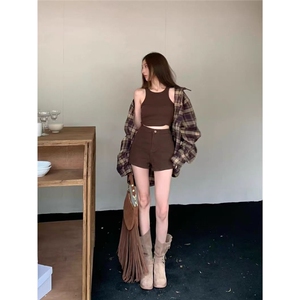 大码微胖休闲复古格子衬衫女秋季高级感开衫衬衣胖MM宽松显瘦上衣