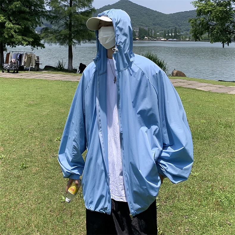 夏季薄款防晒衣男韩版潮纯色连帽帅2023宽松新款ins外套W4914-P40,男装防晒衣,星座412-2