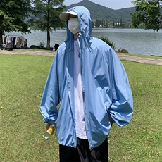 夏季薄款防晒衣男韩版潮纯色连帽帅2023宽松新款ins外套W4914-P40，男装防晒衣，星座412-2