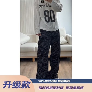 美式高街字母工装长裤女春季小众设计感宽松复古高腰阔腿休闲长裤,学生欧美风穿搭技巧图片
