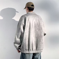 时尚麂皮绒复古翻领夹克男士春秋季2026新款男生美式休闲工装外套，男装夹克，星座715-4
