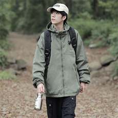 秋季新款冲锋衣男连帽外套户外防风登山夹克217-2-JK23172-P65，男装夹克，星座217-2