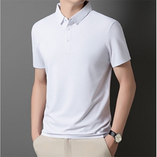 冰丝POLO衫男夏季短袖上衣2025百搭纯色翻领透气T恤PL12356-P32，男装Polo衫，星座610（原A335）
