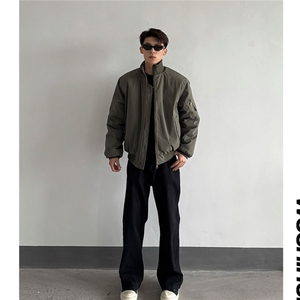 黑色美式飞行员夹克棉服男款秋冬加厚棉衣外套cleanfit短款棒球服图片